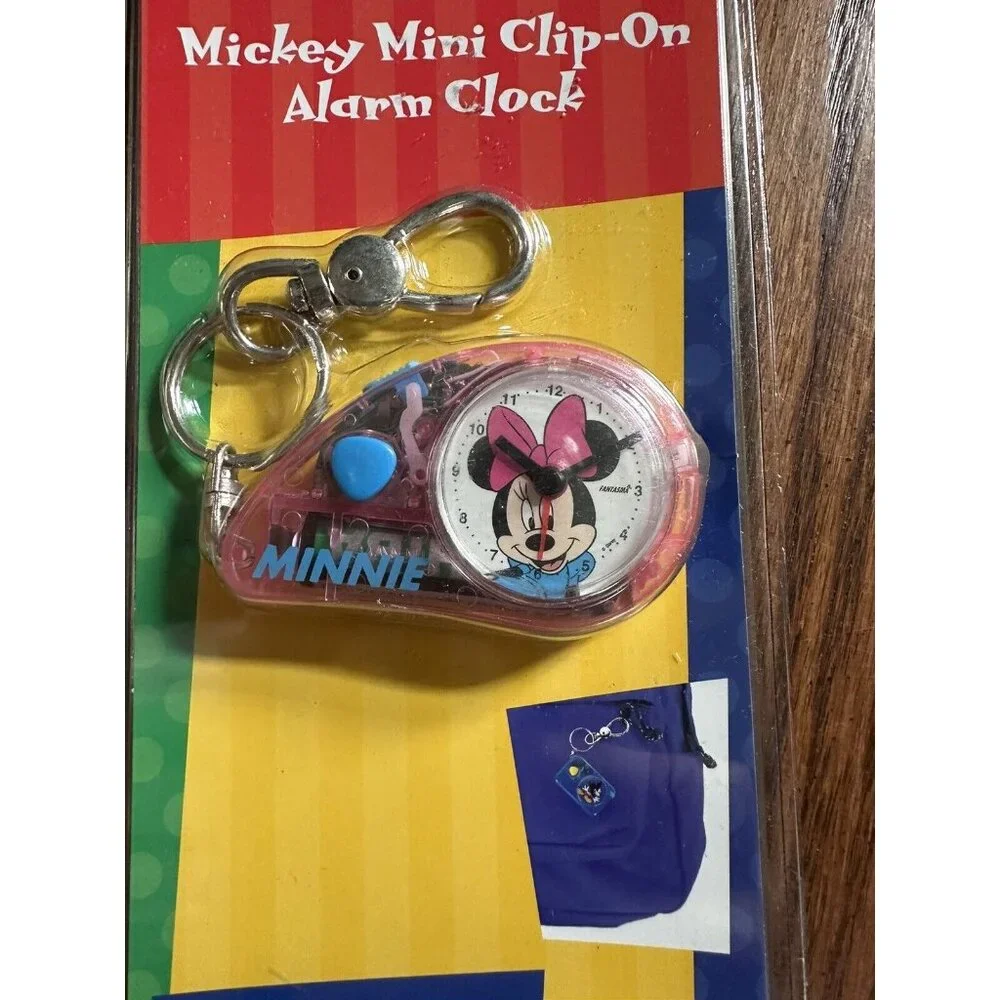 NEW‎ Minnie Mouse MINI CLIP-ON ALARM CLOCK FLASHLIGHT for BACKPACK or BELT LOOP